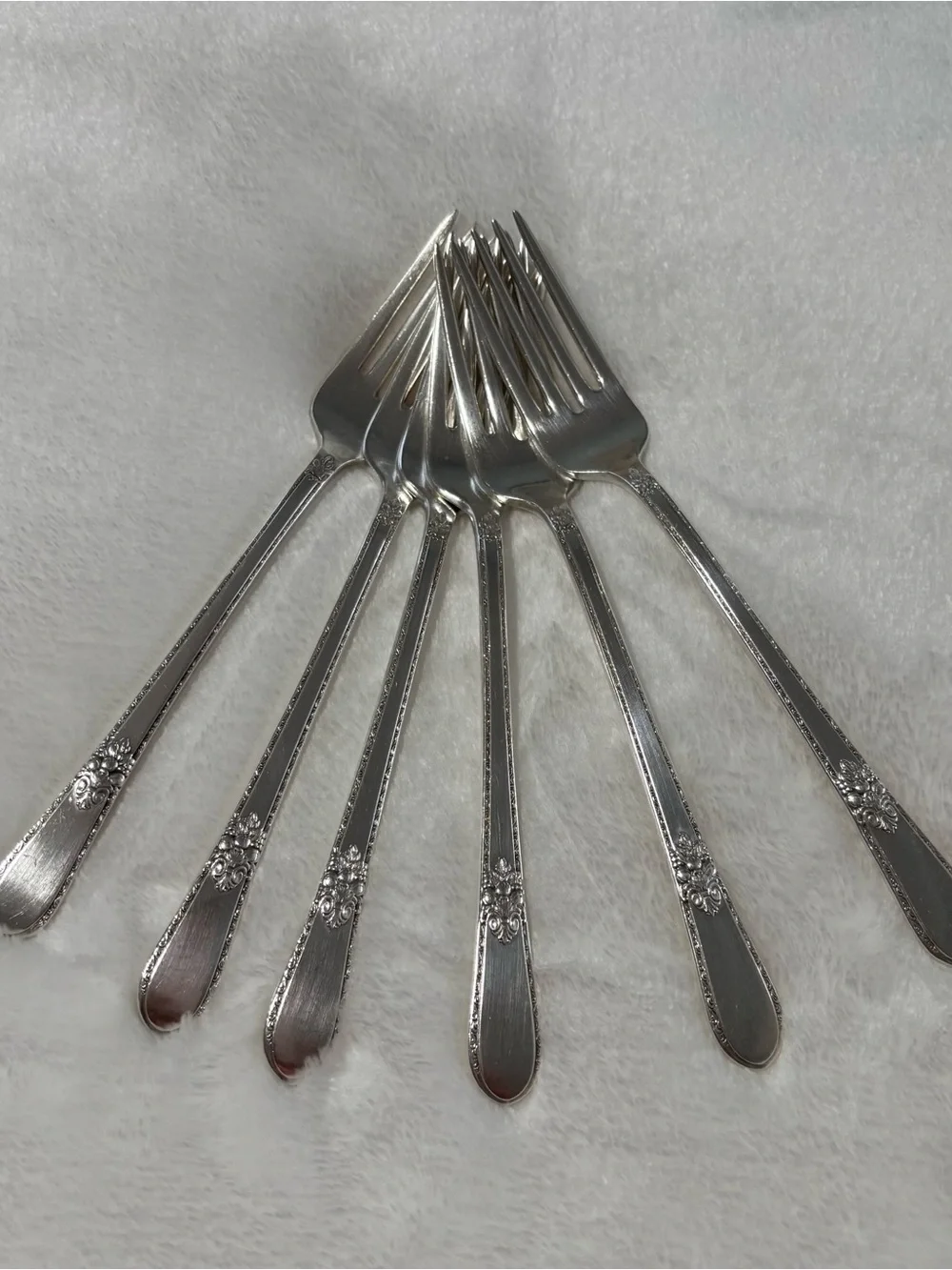 Vintage 1930 Silver-plated Forks Adoration Pattern by 1847 Rogers Bros. Set of 6